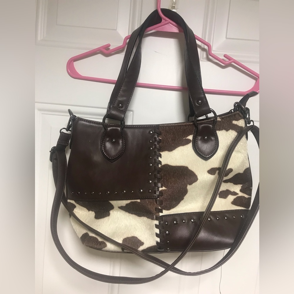 Brown and White Concealed Carry Handbag - Size Medium